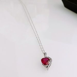 Kay Jewelers Heart Ruby Sterling Silver Necklace